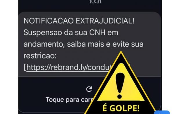 SMS com notificação de suspensão de CNH em nome do Detran-MS é golpe