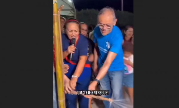 Governadora petista inaugura cano: ‘teje entregue’