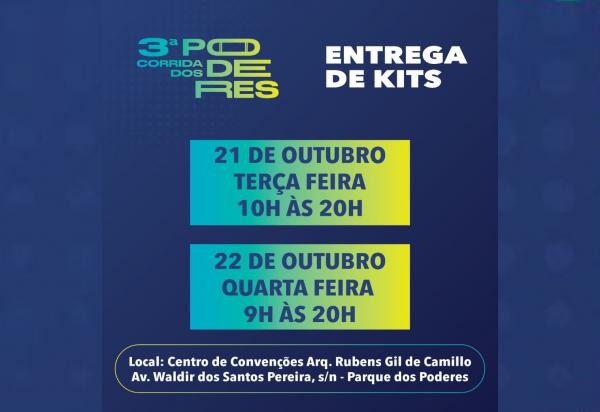 Entrega de kits para a 3ª Corrida dos Poderes será na terça-feira (21)