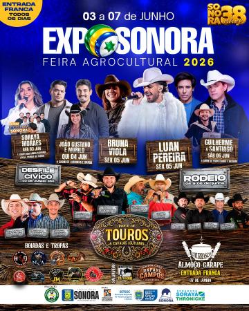 Luan Pereira e Guilherme & Santiago são destaque na ExpoSonora 2026, que terá rodeio e programação especial