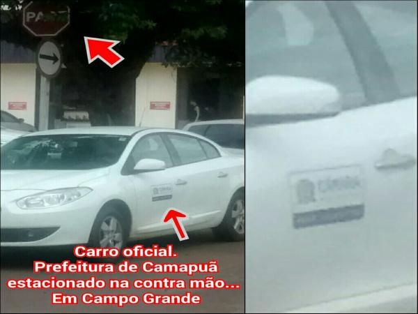 Carro da prefeitura de Camapuã é flagrado estacionado na contramão em reunião do PDT